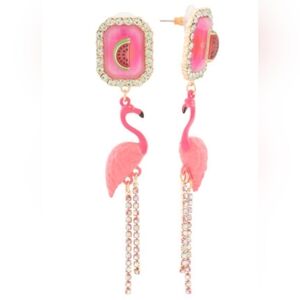 ✨️🦩 Betsey Johnson Pink Flamingo Watermelon Dangle Earrings ✨️🦩